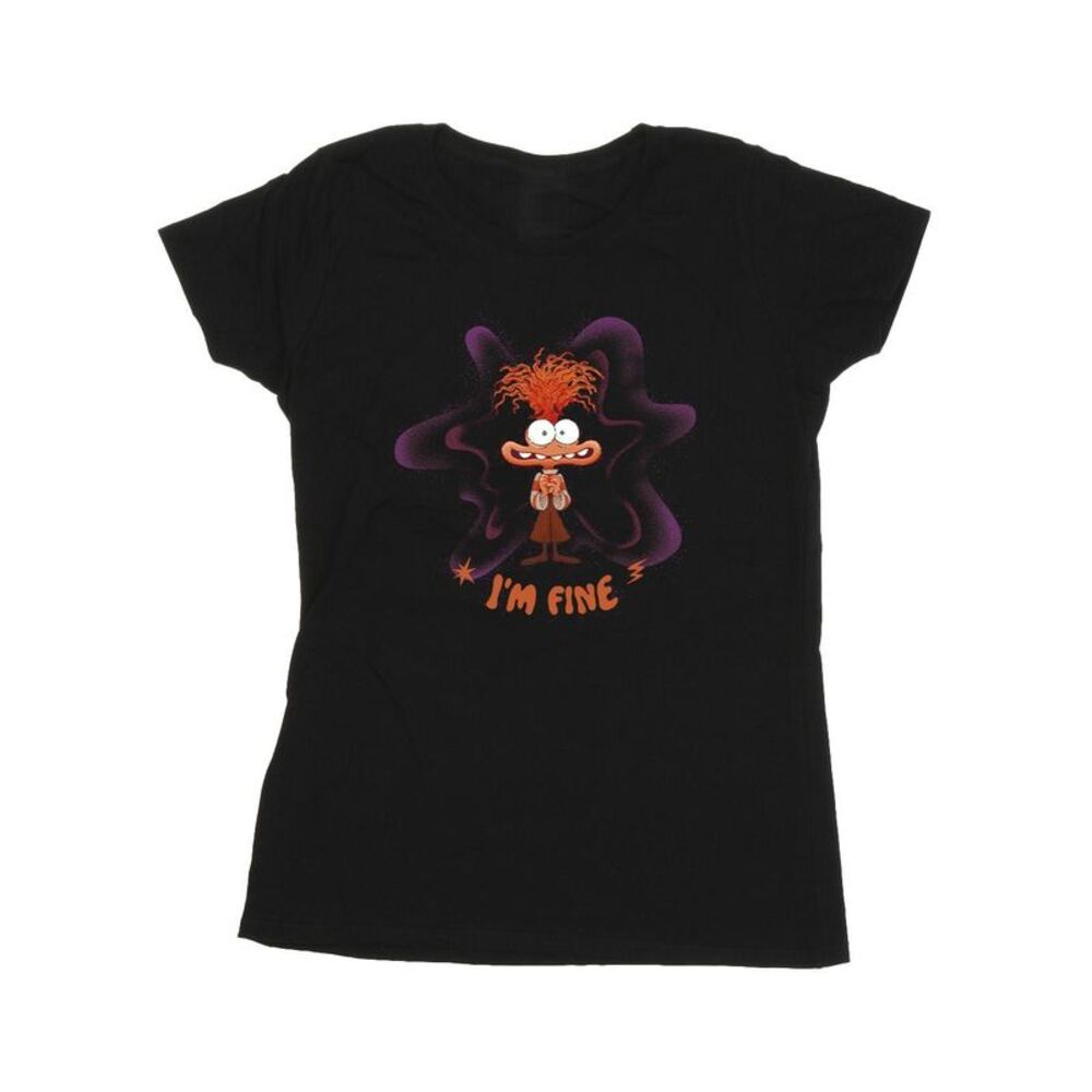 Inside Out 2 Womens/Ladies I�'m Fine Cotton T-Shirt / Black